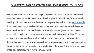 5 Ways to Wear a Watch and Style it With Your Look