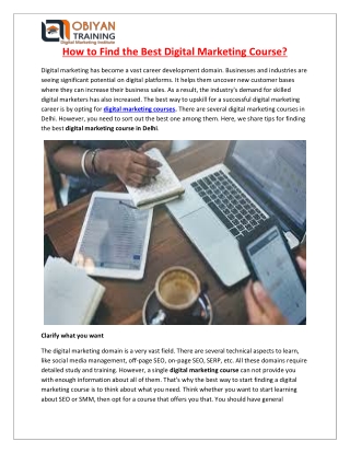 How to Find the Best Digital Marketing Course