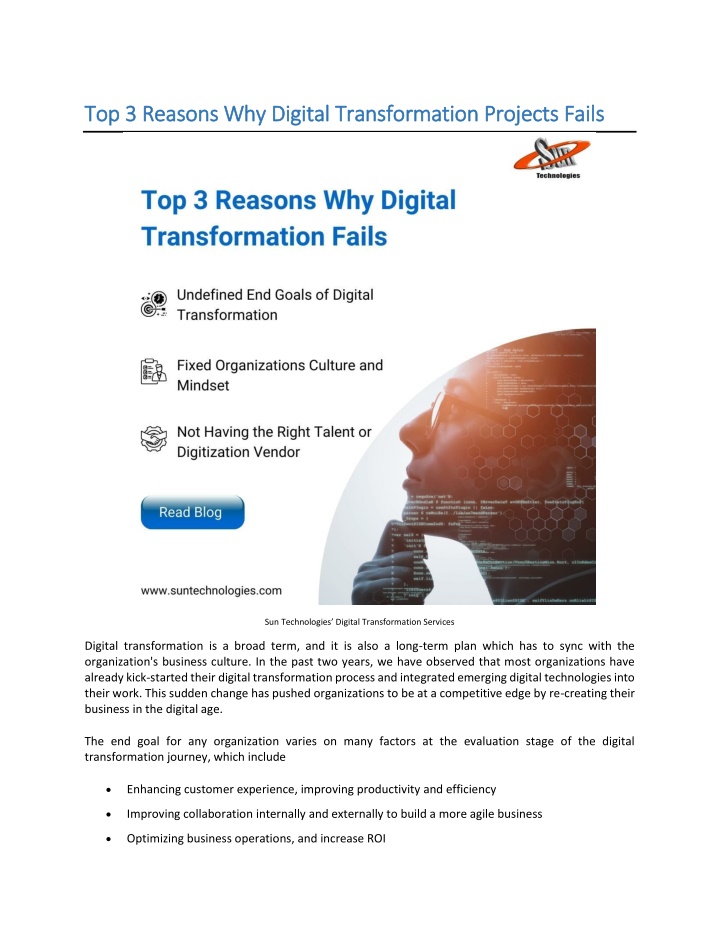 top 3 reasons why digital transformation projects