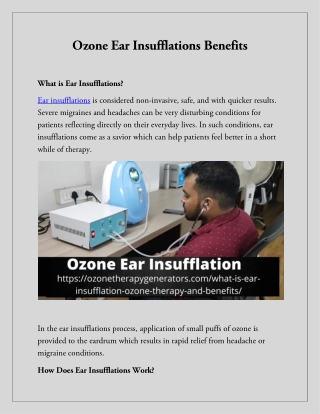 Ozone Ear Insufflations Benefits