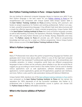 Best Python Training Institute in Pune