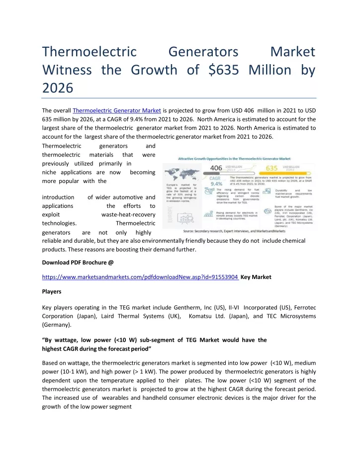 thermoelectric generators market witness the growth of 635 million by 2026