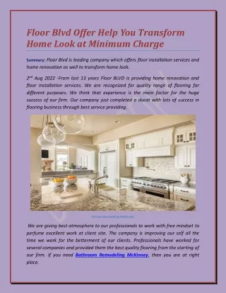 Floor Blvd Offer Help You Transform Home Look at Minimum Charge