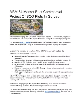 M3M 84 Market Gurgaon