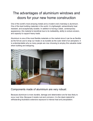 The advantages of aluminium windows and doors for your new home construction