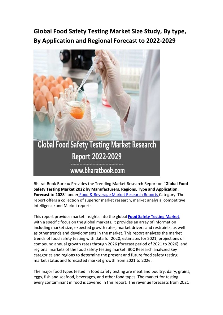 global food safety testing market size study
