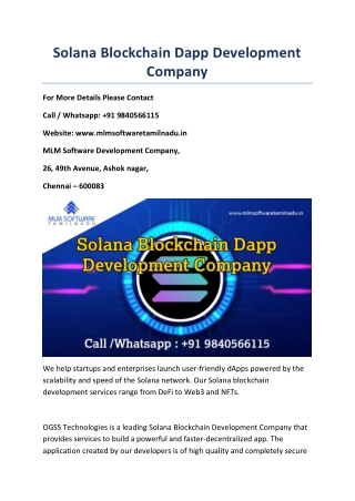 solana blockchain dapp development company