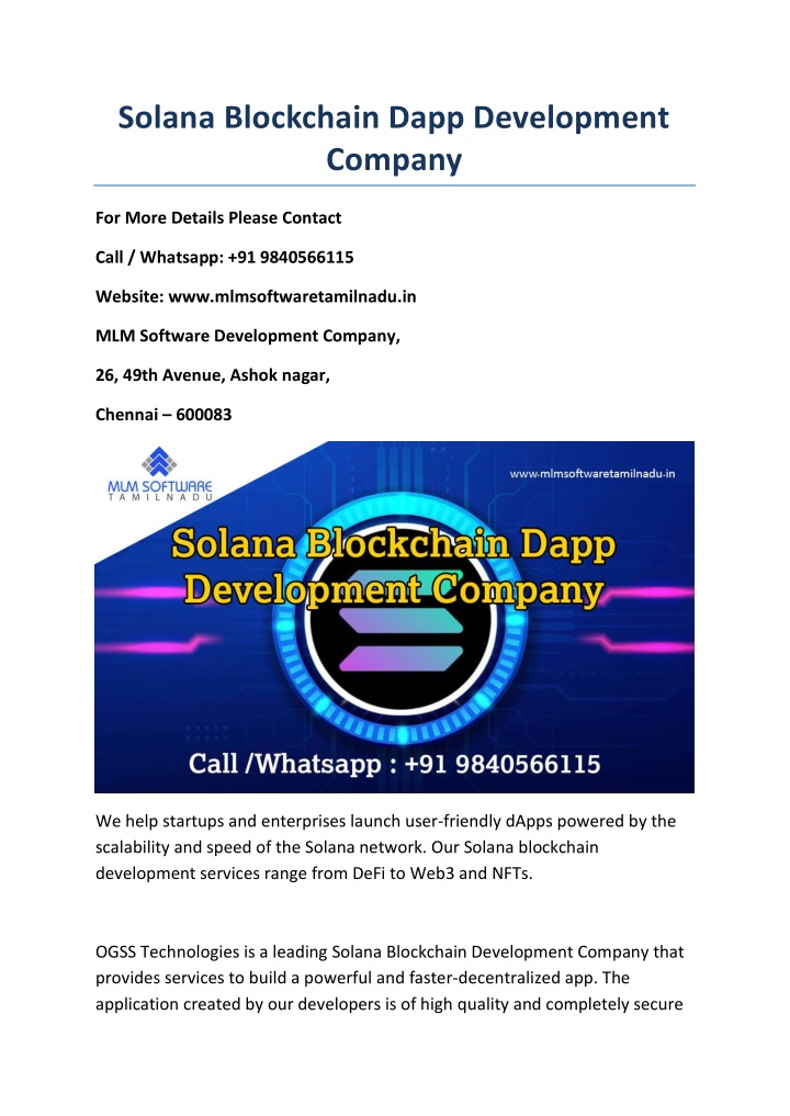 solana blockchain dapp development company
