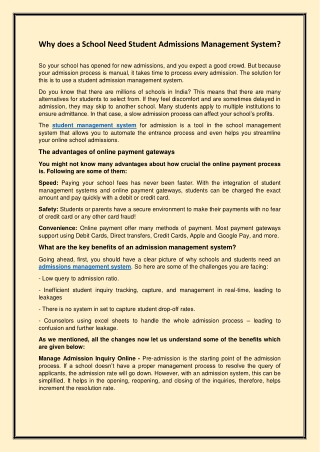 why does a school need student admissions