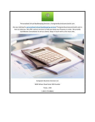 Personalized Virtual Bookkeeping Services | Evergreenbusinessservicesllc.com