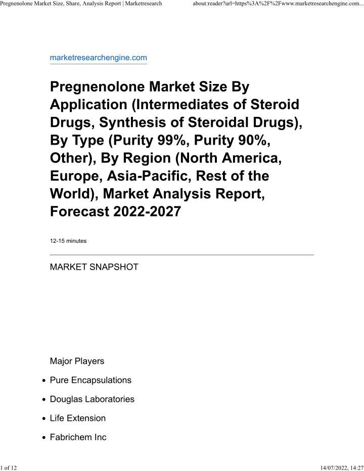 pregnenolone market size share analysis report