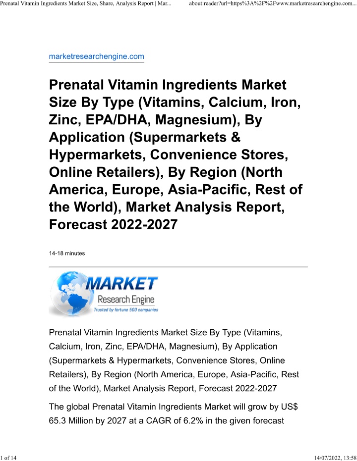 prenatal vitamin ingredients market size share