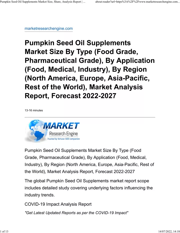 pumpkin seed oil supplements market size share