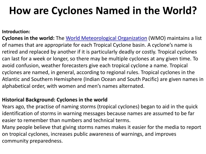 how are cyclones named in the world