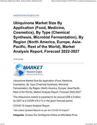 Ubiquinone Market