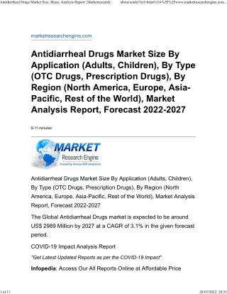 Antidiarrheal Drugs Market