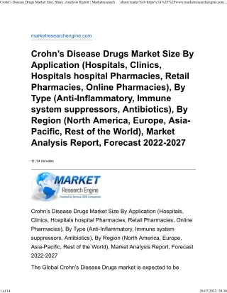 Crohn’s Disease Drugs Market