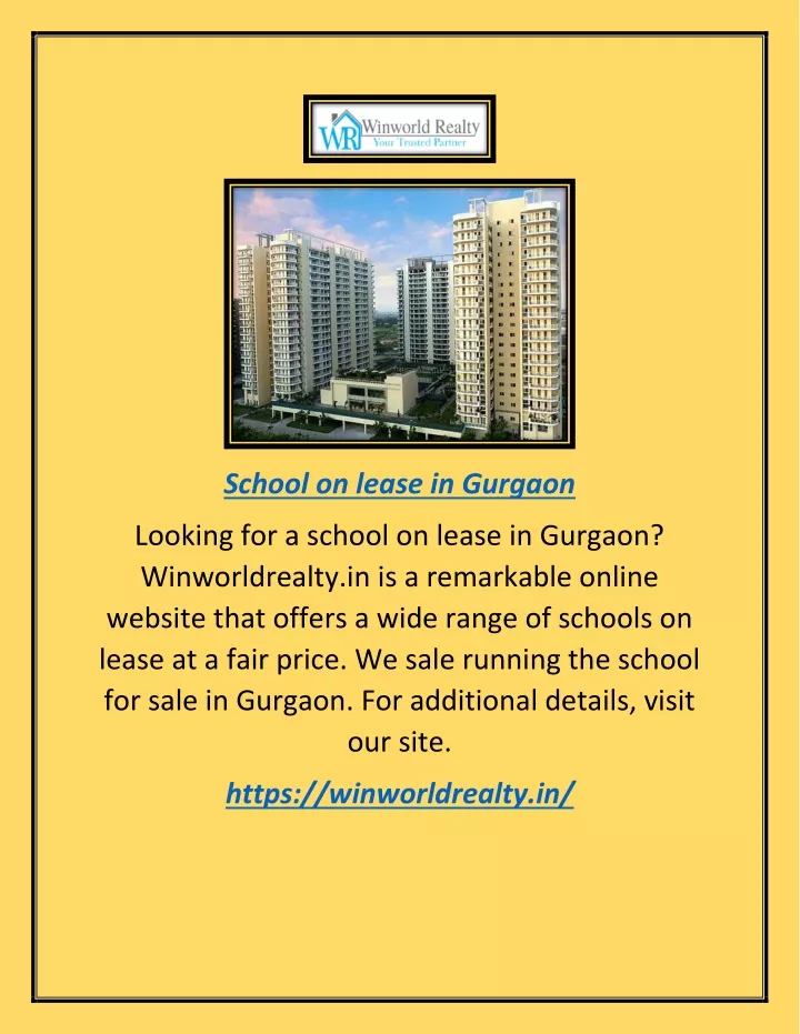 school on lease in gurgaon