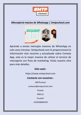 Mensajería masiva de Whatsapp  Smtpschool