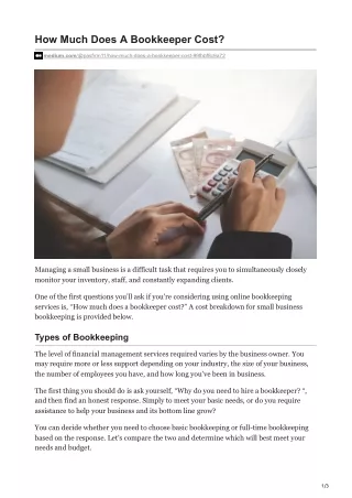How Much Does A Bookkeeper Cost