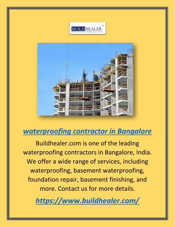 waterproofing contractor in bangalore