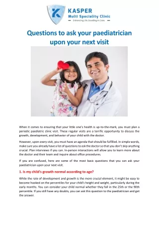 questions to ask your paediatrician upon your