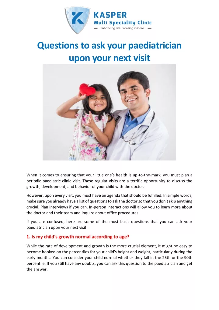 questions to ask your paediatrician upon your