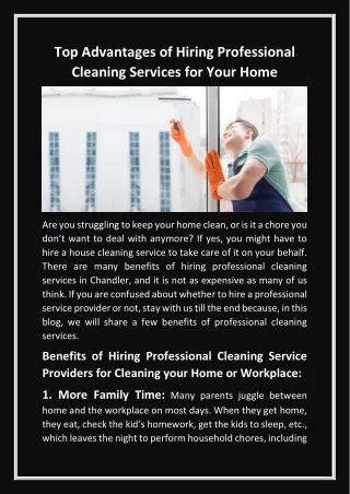 Top Advantages of Hiring Professional Cleaning Services for Your Home