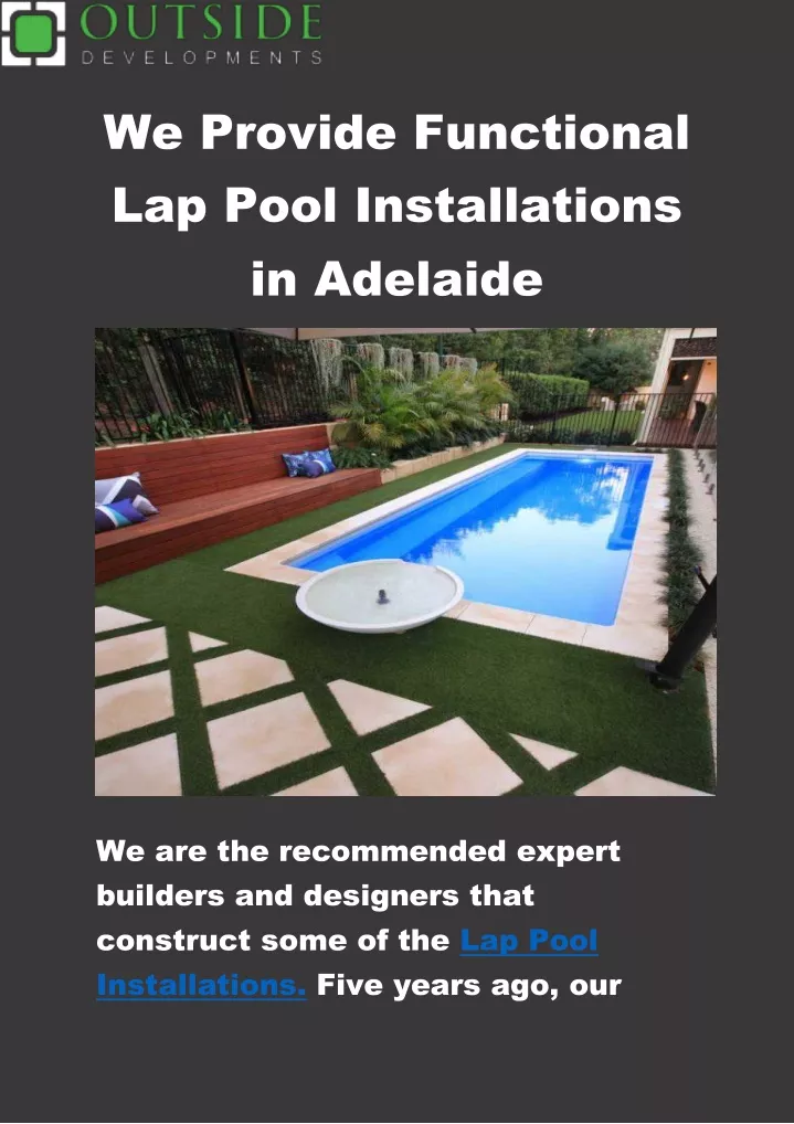 we provide functional lap pool installations