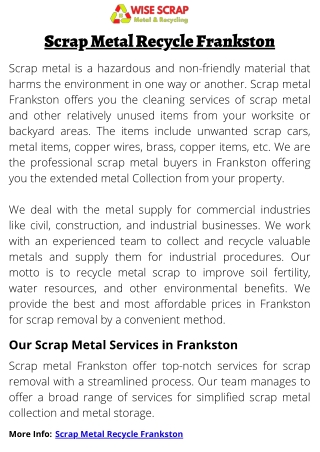 Scrap Metal Recycle Frankston
