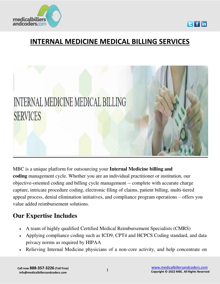 internal medicine medical billing services