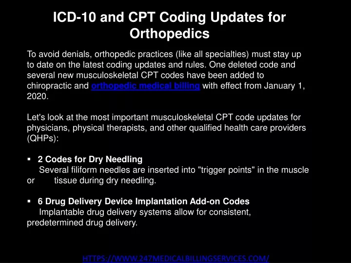 icd 10 and cpt coding updates for orthopedics