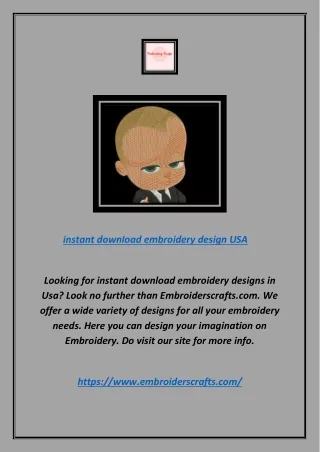 Instant Download Embroidery Design Usa | Embroiderscrafts.com