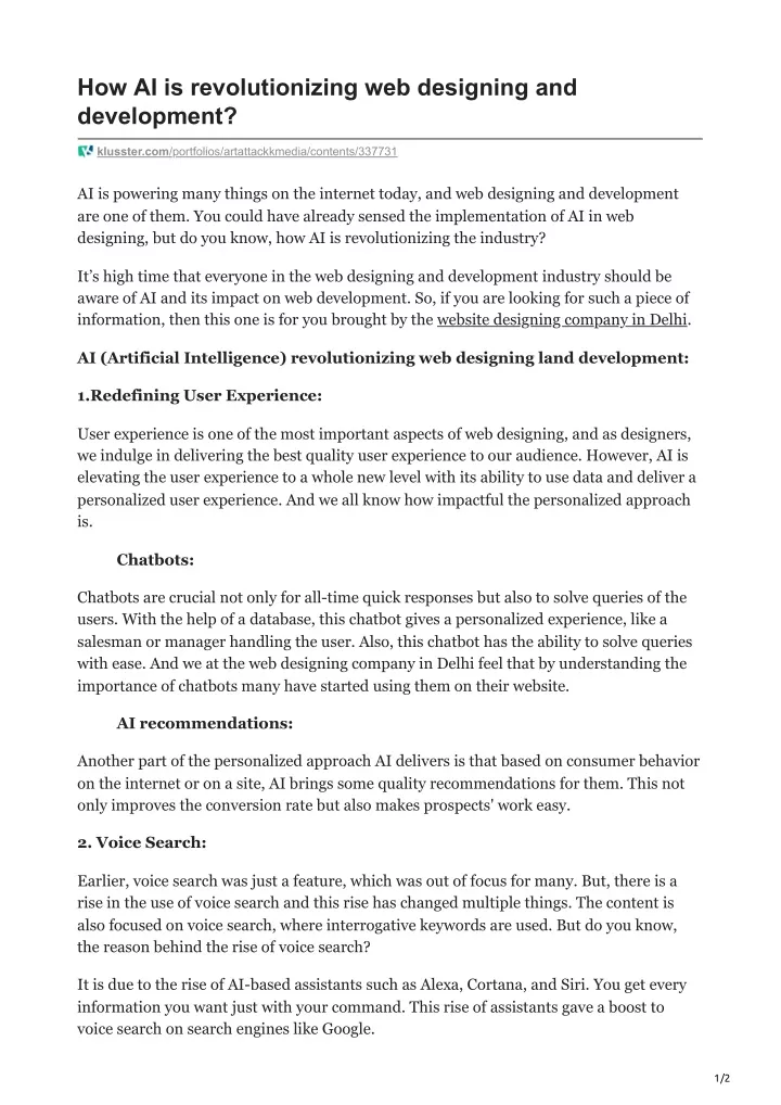 PPT - How AI is revolutionizing web designing and development ...