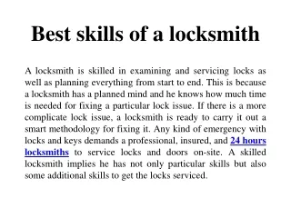 24 hours locksmiths