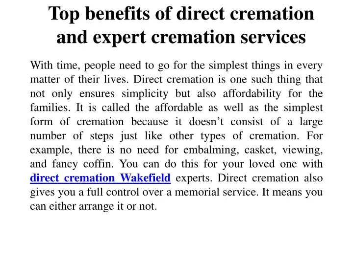 top benefits of direct cremation and expert cremation services
