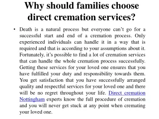 why should families choose direct cremation services