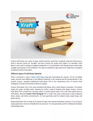 custom kraft boxes are a type of paper performing
