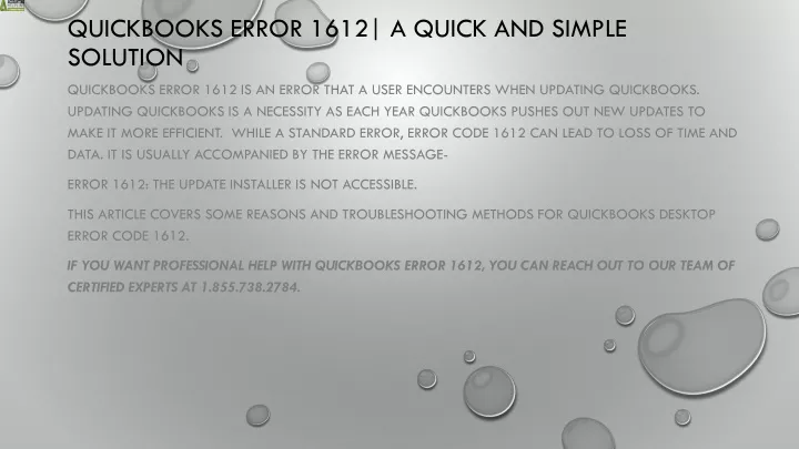 quickbooks error 1612 a quick and simple solution