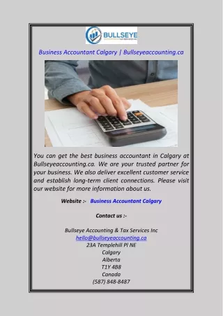 Business Accountant Calgary  Bullseyeaccounting.ca