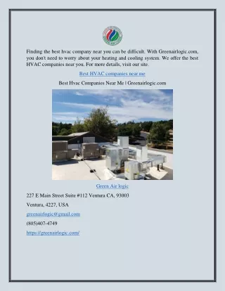 Best Hvac Companies Near Me | Greenairlogic.com