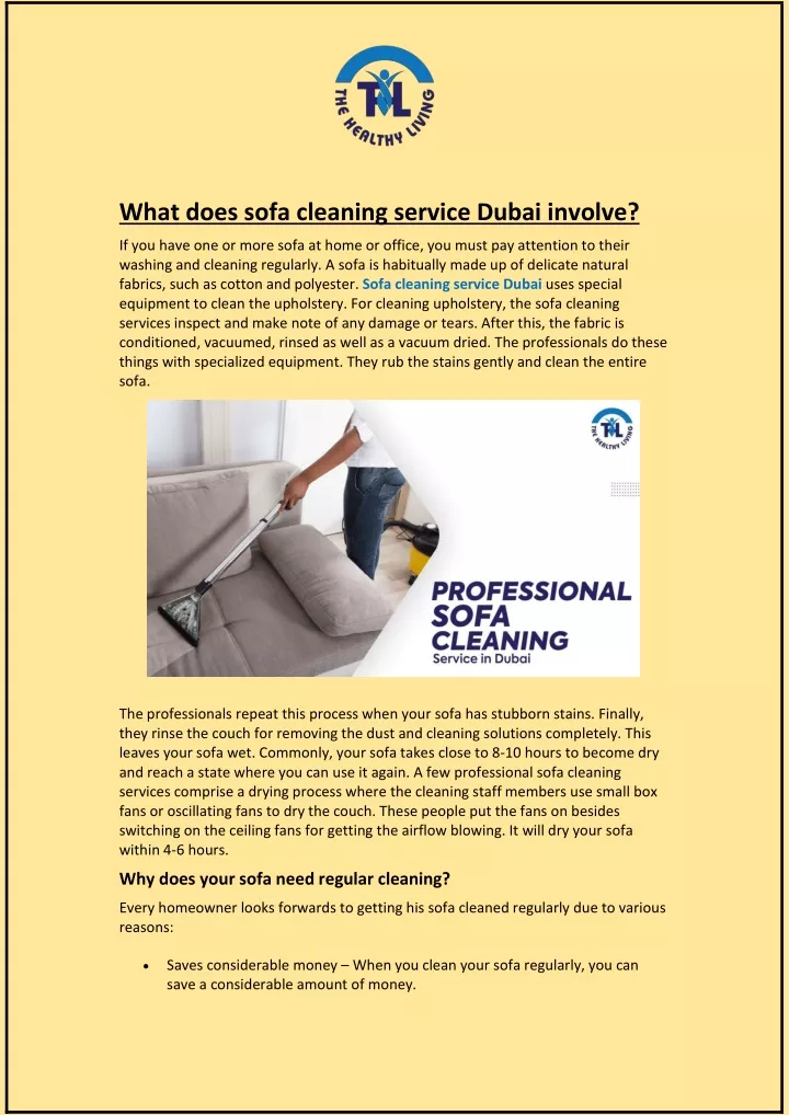 what does sofa cleaning service dubai involve