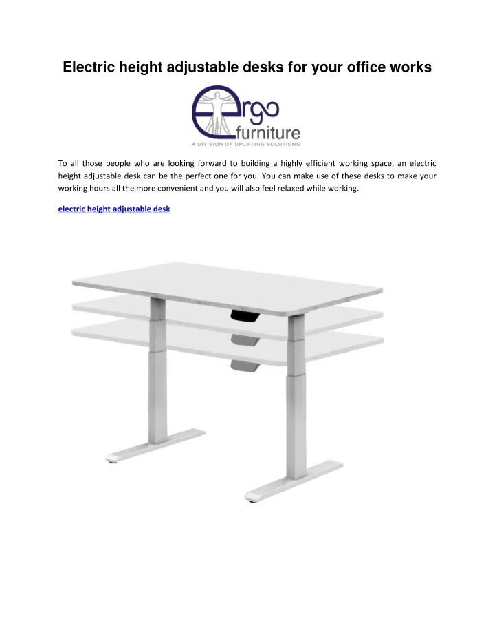 electric height adjustable desks for your office