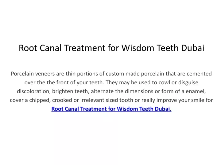 root canal treatment for wisdom teeth dubai