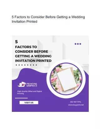 5 Factors to Consider Before Getting a Wedding Invitation Printed