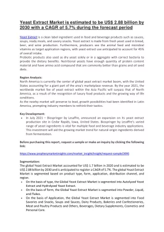 yeast extract market is estimated
