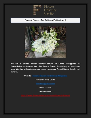 Funeral Flowers For Delivery Philippines | Flowerdeliverycavite.com