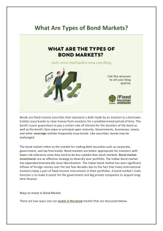 what are types of bond markets