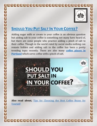 s hould y ou p ut s alt i n y our c offee