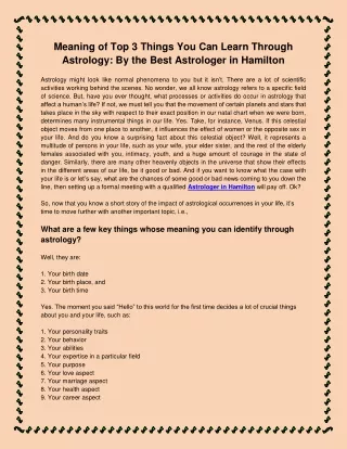 Meaning of Top 3 Things You Can Learn Through Astrology By the Best Astrologer in Hamilton